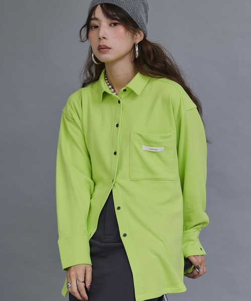 bohmal（ボマール）の「裏毛カラービッグシャツ（Tシャツ/カットソー・レディース・ブルー/ライム/杢グレー・FREE）」の21枚目の写真