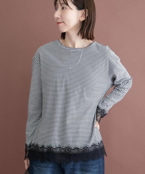 ITEMS URBANRESEARCH(アイテムズ アーバンリサーチ)の「レース切替ロングTシャツ(Tシャツ/カットソー・レディース・ホワイト系その他/ブラウン/グレー系その他・FREE)」の20枚目の写真
