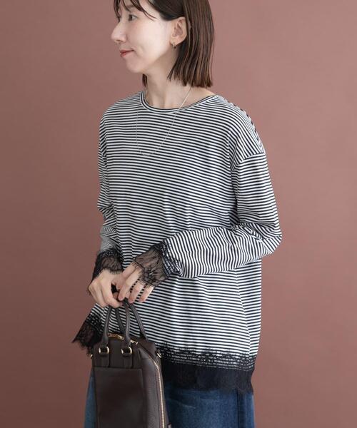 ITEMS URBANRESEARCH(アイテムズ アーバンリサーチ)の「レース切替ロングTシャツ(Tシャツ/カットソー・レディース・ホワイト系その他/ブラウン/グレー系その他・FREE)」の22枚目の写真