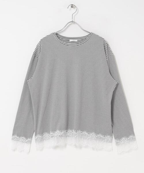 ITEMS URBANRESEARCH(アイテムズ アーバンリサーチ)の「レース切替ロングTシャツ(Tシャツ/カットソー・レディース・ホワイト系その他/ブラウン/グレー系その他・FREE)」の6枚目の写真