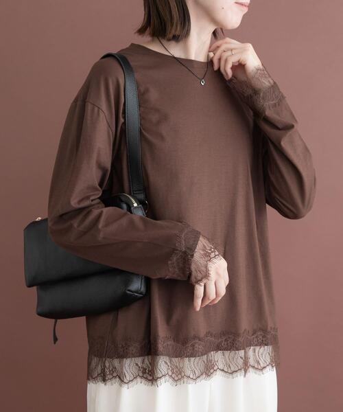 ITEMS URBANRESEARCH(アイテムズ アーバンリサーチ)の「レース切替ロングTシャツ(Tシャツ/カットソー・レディース・ホワイト系その他/ブラウン/グレー系その他・FREE)」の9枚目の写真