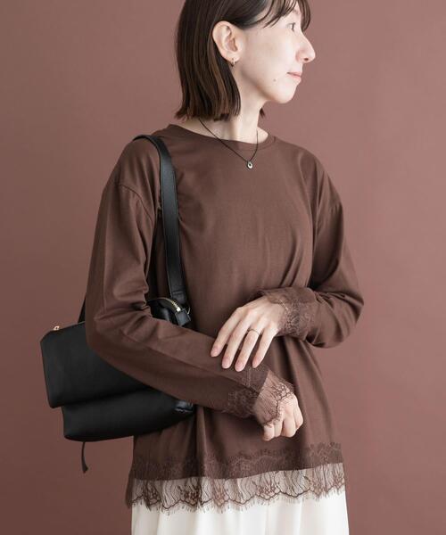 ITEMS URBANRESEARCH(アイテムズ アーバンリサーチ)の「レース切替ロングTシャツ(Tシャツ/カットソー・レディース・ホワイト系その他/ブラウン/グレー系その他・FREE)」の10枚目の写真