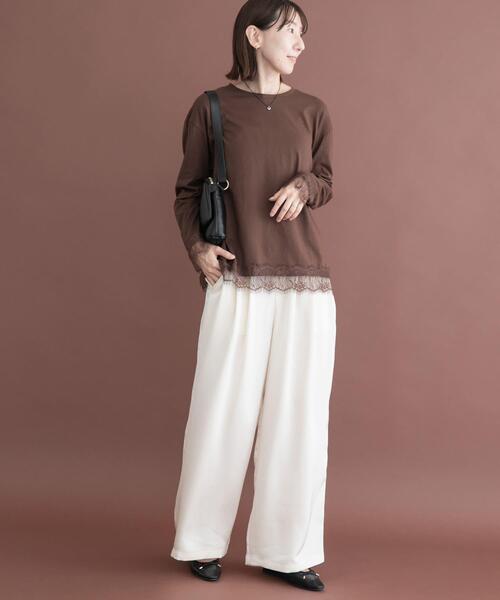 ITEMS URBANRESEARCH(アイテムズ アーバンリサーチ)の「レース切替ロングTシャツ(Tシャツ/カットソー・レディース・ホワイト系その他/ブラウン/グレー系その他・FREE)」の12枚目の写真