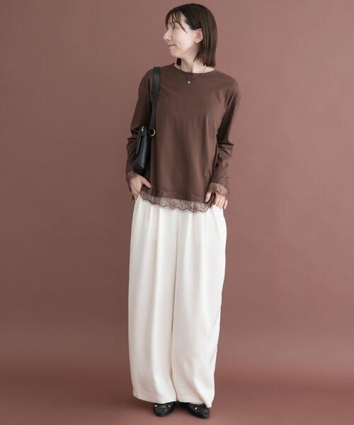 ITEMS URBANRESEARCH(アイテムズ アーバンリサーチ)の「レース切替ロングTシャツ(Tシャツ/カットソー・レディース・ホワイト系その他/ブラウン/グレー系その他・FREE)」の13枚目の写真