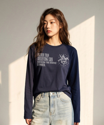 DARK HORSE クロップ長袖Tシャツ (VLS0229) ネイビー
