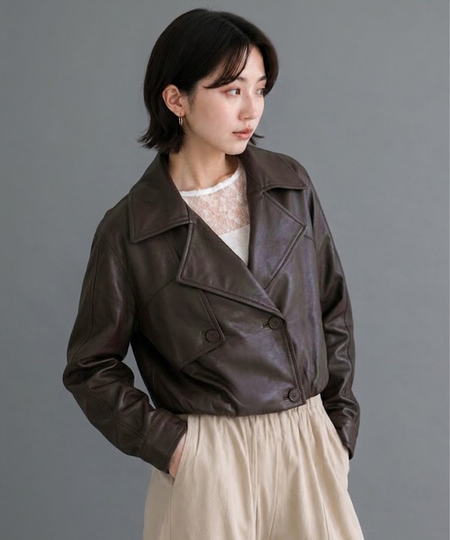 by LEGNA(バイレグナ)の「クロップドフェイクレザージャケット(その他アウター・レディース・ブラック/ダークブラウン・MEDIUM/LARGE)」の20枚目の写真