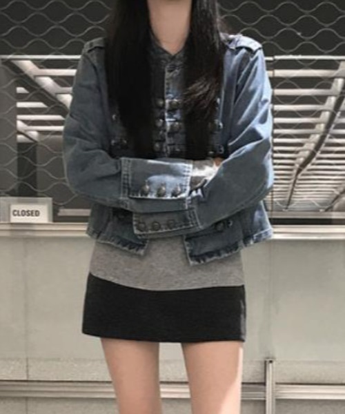 semplice（センプリチェ）の「デニムジャケット【韓国ファッション】（デニムジャケット・レディース・ブラック/ブルー・F）」の10枚目の写真