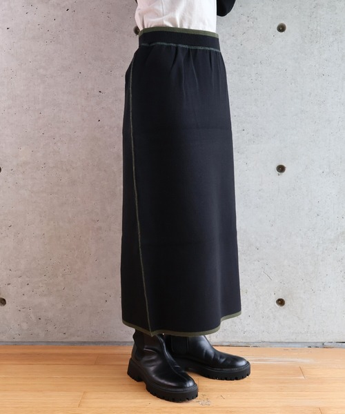 etre relie(エトレリー)の「ダブルフェイス編みリバーシブルスカート(スカート・レディース・チャコールグレー/ライトベージュ/ブラック・MEDIUM)」の9枚目の写真