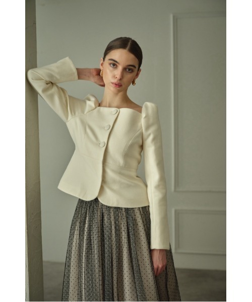 ERADIE（エラディエ）の「Square Peplum Minimal Jacket  スクエアーペプラムミニマルジャケット（その他アウター・レディース・ブラック/オフホワイト/グレー系・FREE）」の18枚目の写真