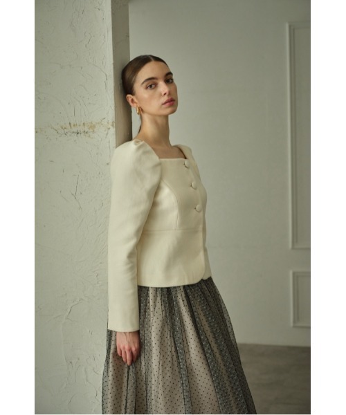 ERADIE（エラディエ）の「Square Peplum Minimal Jacket  スクエアーペプラムミニマルジャケット（その他アウター・レディース・ブラック/オフホワイト/グレー系・FREE）」の22枚目の写真