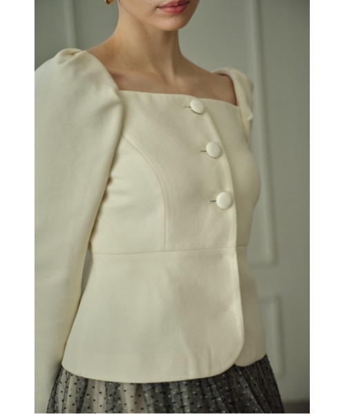 ERADIE（エラディエ）の「Square Peplum Minimal Jacket  スクエアーペプラムミニマルジャケット（その他アウター・レディース・ブラック/オフホワイト/グレー系・FREE）」の15枚目の写真
