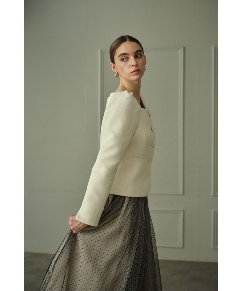 ERADIE（エラディエ）の「Square Peplum Minimal Jacket  スクエアーペプラムミニマルジャケット（その他アウター・レディース・ブラック/オフホワイト/グレー系・FREE）」の19枚目の写真