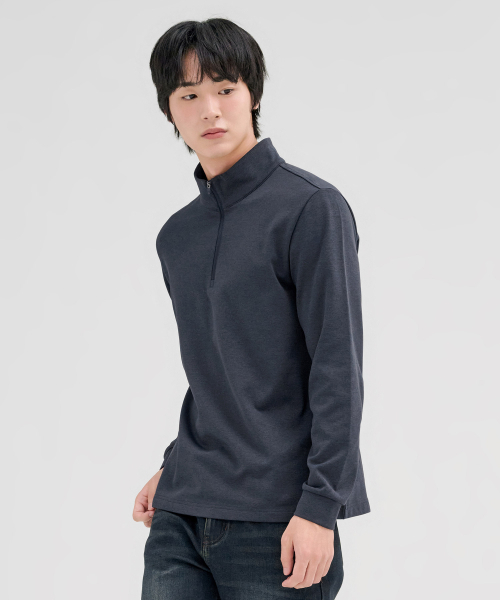 CHASECULT(チェイスカルト)の「メンズ ストレッチ 裏起毛 ハーフジップ Tシャツ-FFRK5123C0N(Tシャツ/カットソー・メンズ・ブルー・100/110/95/105)」の2枚目の写真