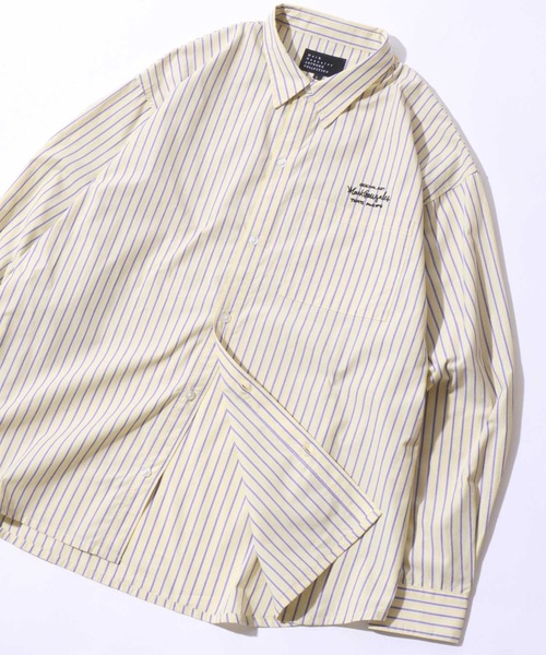 Mark Gonzales(マーク・ゴンザレス)の「MARK GONZALES ARTWORK COLLECTION/マークゴンザレス 別注 ビッグシルエット ワンポイント刺繍 無地 チェック ストライプ 長袖シャツ(シャツ/ブラウス・メンズ・ホワイト/ブラック/サックスブルー/ホワイト系その他/ブラック系その他/ブルー系その他/イエロー系その他/ブラック系その他2/ブルー系その他2・M/L/XL)」の9枚目の写真