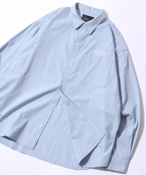 Mark Gonzales(マーク・ゴンザレス)の「MARK GONZALES ARTWORK COLLECTION/マークゴンザレス 別注 ビッグシルエット ワンポイント刺繍 無地 チェック ストライプ 長袖シャツ(シャツ/ブラウス・メンズ・ホワイト/ブラック/サックスブルー/ホワイト系その他/ブラック系その他/ブルー系その他/イエロー系その他/ブラック系その他2/ブルー系その他2・M/L/XL)」の7枚目の写真