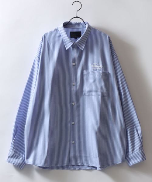 Mark Gonzales(マーク・ゴンザレス)の「MARK GONZALES ARTWORK COLLECTION/マークゴンザレス 別注 ビッグシルエット ワンポイント刺繍 無地 チェック ストライプ 長袖シャツ(シャツ/ブラウス・メンズ・ホワイト/ブラック/サックスブルー/ホワイト系その他/ブラック系その他/ブルー系その他/イエロー系その他/ブラック系その他2/ブルー系その他2・M/L/XL)」の13枚目の写真