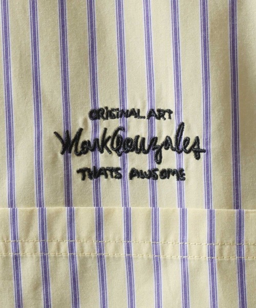 Mark Gonzales(マーク・ゴンザレス)の「MARK GONZALES ARTWORK COLLECTION/マークゴンザレス 別注 ビッグシルエット ワンポイント刺繍 無地 チェック ストライプ 長袖シャツ(シャツ/ブラウス・メンズ・ホワイト/ブラック/サックスブルー/ホワイト系その他/ブラック系その他/ブルー系その他/イエロー系その他/ブラック系その他2/ブルー系その他2・M/L/XL)」の21枚目の写真
