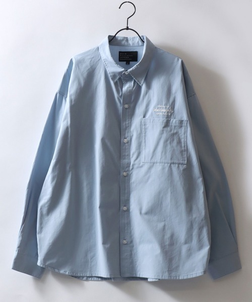 Mark Gonzales(マーク・ゴンザレス)の「MARK GONZALES ARTWORK COLLECTION/マークゴンザレス 別注 ビッグシルエット ワンポイント刺繍 無地 チェック ストライプ 長袖シャツ(シャツ/ブラウス・メンズ・ホワイト/ブラック/サックスブルー/ホワイト系その他/ブラック系その他/ブルー系その他/イエロー系その他/ブラック系その他2/ブルー系その他2・M/L/XL)」の15枚目の写真