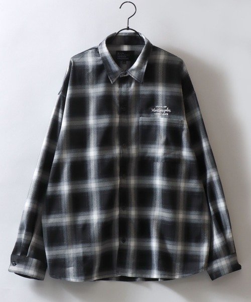 Mark Gonzales(マーク・ゴンザレス)の「MARK GONZALES ARTWORK COLLECTION/マークゴンザレス 別注 ビッグシルエット ワンポイント刺繍 無地 チェック ストライプ 長袖シャツ(シャツ/ブラウス・メンズ・ホワイト/ブラック/サックスブルー/ホワイト系その他/ブラック系その他/ブルー系その他/イエロー系その他/ブラック系その他2/ブルー系その他2・M/L/XL)」の11枚目の写真