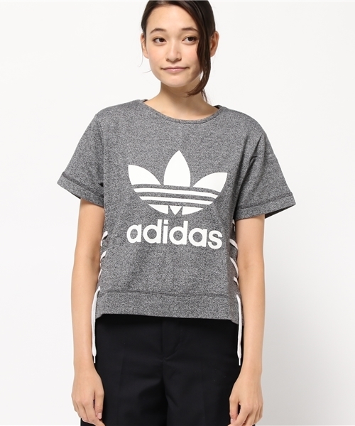 adidas（アディダス）の「オリジナルス Tシャツ [WHITENOIZE DRAW TEE]（Tシャツ/カットソー・レディース・ライトグレー・LARGE/SMALL/X-SMALL/MEDIUM/XX-LARGE/XXX-LARGE）」の2枚目の写真