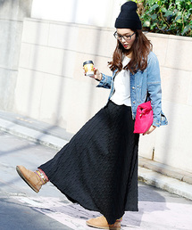 coca（coca） | ＜再入荷＞たっぷりニットのロングフレアスカート(スカート)