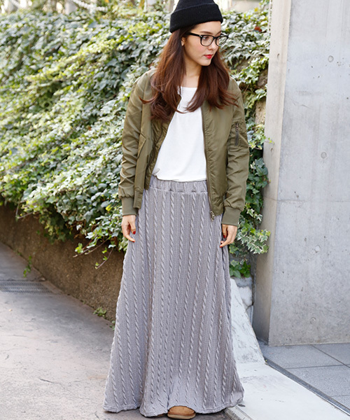 coca（coca）（コカ）の「＜再入荷＞たっぷりニットのロングフレアスカート（スカート・レディース・ブラック/グレー/チャコール・ONE SIZE）」の6枚目の写真