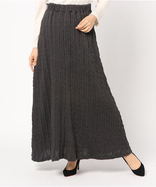 coca（coca）（コカ）の「＜再入荷＞たっぷりニットのロングフレアスカート（スカート・レディース・ブラック/グレー/チャコール・ONE SIZE）」の3枚目の写真