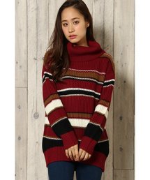 VENCEEXCHANGE | マルチボーダーオフタートルプルオーバー         (ニット/セーター)