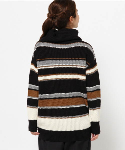 VENCEEXCHANGE（ヴァンスエクスチェンジ）の「マルチボーダーオフタートルプルオーバー         （ニット/セーター・レディース・ボルドー/ブラック/ネイビー・MEDIUM）」の6枚目の写真