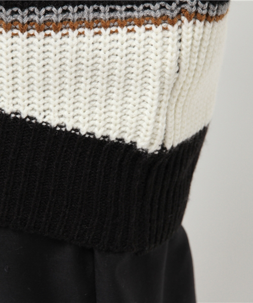 VENCEEXCHANGE（ヴァンスエクスチェンジ）の「マルチボーダーオフタートルプルオーバー         （ニット/セーター・レディース・ボルドー/ブラック/ネイビー・MEDIUM）」の9枚目の写真