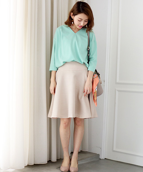 N.（N. Natural Beauty Basic）（エヌエヌナチュラルビューティーベーシック）の「タックプリーツブラウス七分袖（シャツ/ブラウス・レディース・オレンジ/ホワイト/ライトグリーン/グレー/ピンク/ネイビー・MEDIUM）」の7枚目の写真