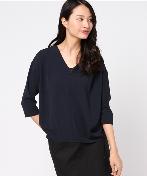 N.（N. Natural Beauty Basic）（エヌエヌナチュラルビューティーベーシック）の「タックプリーツブラウス七分袖（シャツ/ブラウス・レディース・オレンジ/ホワイト/ライトグリーン/グレー/ピンク/ネイビー・MEDIUM）」の5枚目の写真
