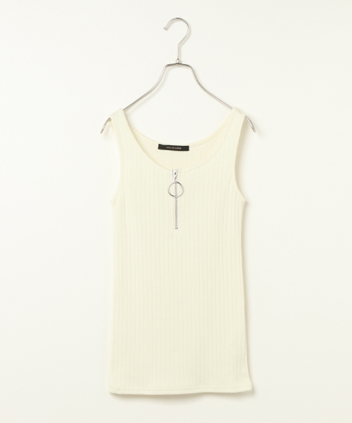 VENCEEXCHANGE（ヴァンスエクスチェンジ）の「サークルファスナージップタンクトップ       （タンクトップ・レディース・オフホワイト/ブラック/オリーブ/イエロー/パープル/オレンジ・MEDIUM）」の2枚目の写真