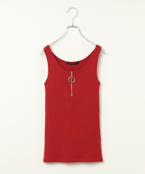 VENCEEXCHANGE（ヴァンスエクスチェンジ）の「サークルファスナージップタンクトップ       （タンクトップ・レディース・オフホワイト/ブラック/オリーブ/イエロー/パープル/オレンジ・MEDIUM）」の6枚目の写真