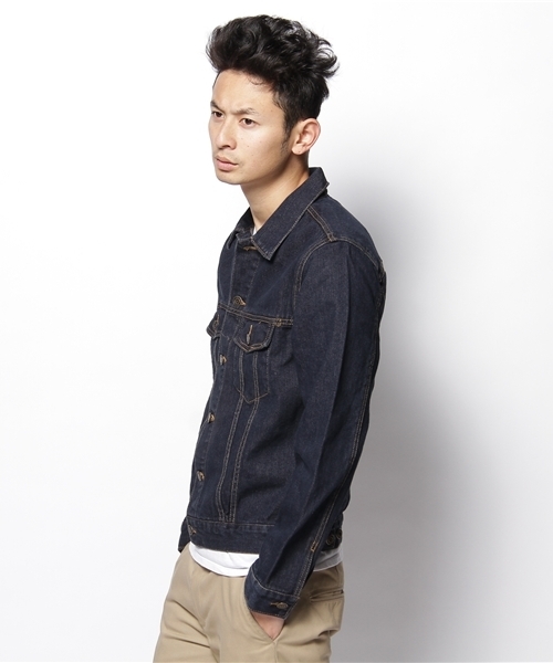 WEGO（ウィゴー）の「ベーシックGジャン（デニムジャケット・メンズ・サックスブルー/ダークインディゴブルー/ライトインディゴブルー・MEDIUM/LARGE/X-LARGE）」の4枚目の写真