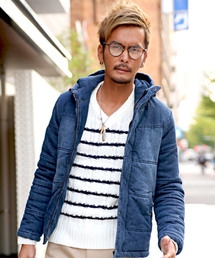 LUXSTYLE（ラグスタイル）の「インディゴデニム中綿フーデッドジャケット（ダウンジャケット/コート）」