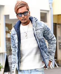 LUXSTYLE（ラグスタイル）の「インディゴデニム中綿フーデッドジャケット（ダウンジャケット/コート）」