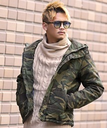 LUXSTYLE（ラグスタイル）の「インディゴデニム中綿フーデッドジャケット（ダウンジャケット/コート）」