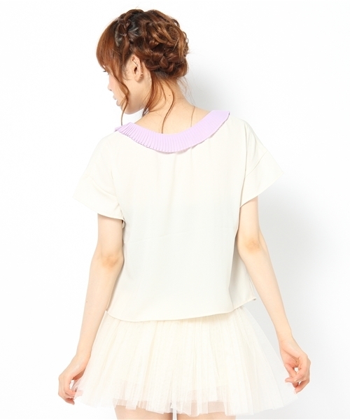 Kastane（カスタネ）の「プリーツ衿半袖SH（シャツ/ブラウス・レディース・ベージュ/パープル/ベビーピンク/キャメル・FREE）」の6枚目の写真