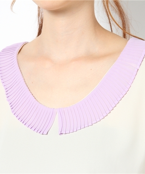 Kastane（カスタネ）の「プリーツ衿半袖SH（シャツ/ブラウス・レディース・ベージュ/パープル/ベビーピンク/キャメル・FREE）」の7枚目の写真