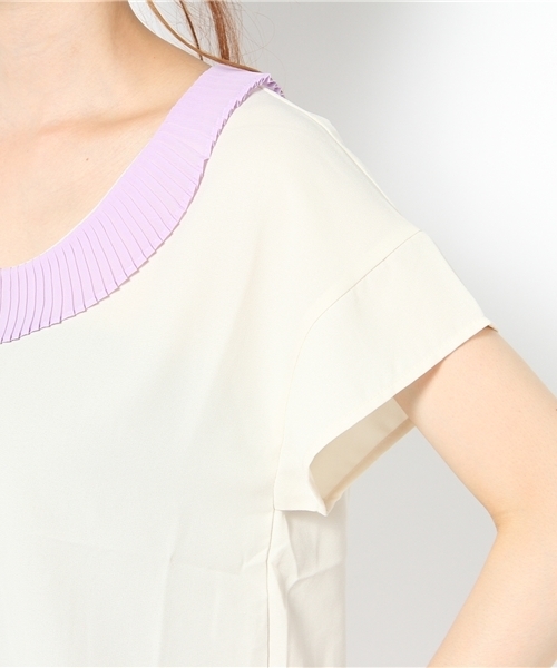 Kastane（カスタネ）の「プリーツ衿半袖SH（シャツ/ブラウス・レディース・ベージュ/パープル/ベビーピンク/キャメル・FREE）」の8枚目の写真