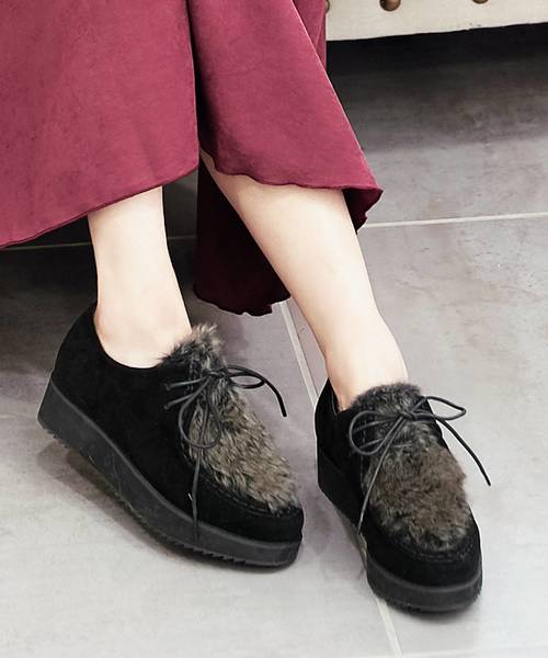 KOBE LETTUCE（コウベレタス）の「厚底チロリアンシューズ/ブーツ/レディース[I1449]神戸レタス（ブーツ・レディース・ブラウン/ブラック/ベージュ系その他/ブラック系その他・S/M/L/LL）」の3枚目の写真