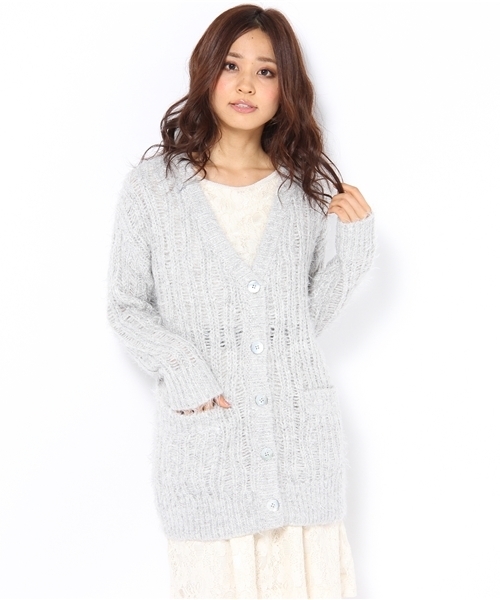 Another Edition(アナザーエディション)の「AE HAIRY LONG V/N CGN(カーディガン/ボレロ・レディース・ゴールド/シルバー/ブラック・フリー)」の1枚目の写真