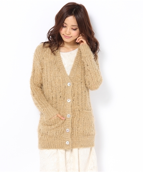 Another Edition(アナザーエディション)の「AE HAIRY LONG V/N CGN(カーディガン/ボレロ・レディース・ゴールド/シルバー/ブラック・フリー)」の3枚目の写真