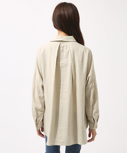 AZUL by moussy(アズールバイマウジー)の「リネン混ビッグシルエットショートシャツ(シャツ/ブラウス・レディース・ネイビー/ベージュ/オフホワイト・SMALL/MEDIUM)」の10枚目の写真