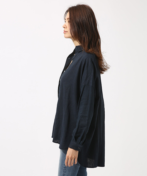 AZUL by moussy(アズールバイマウジー)の「リネン混ビッグシルエットショートシャツ(シャツ/ブラウス・レディース・ネイビー/ベージュ/オフホワイト・SMALL/MEDIUM)」の18枚目の写真