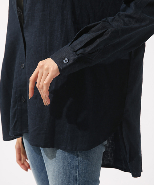 AZUL by moussy(アズールバイマウジー)の「リネン混ビッグシルエットショートシャツ(シャツ/ブラウス・レディース・ネイビー/ベージュ/オフホワイト・SMALL/MEDIUM)」の12枚目の写真