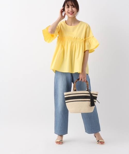 BLISS POINT(ブリスポイント)の「コットンリネンデニムワイドパンツ/789582(デニムパンツ・レディース・ライトブルー/ネイビー/ブルー・MEDIUM/LARGE/SMALL)」の1枚目の写真