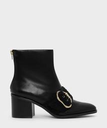 CHARLES & KEITH | ファーリーストラップディテールカフブーツ / FURRY STRAP DETAIL CALF BOOTS(ブーツ)