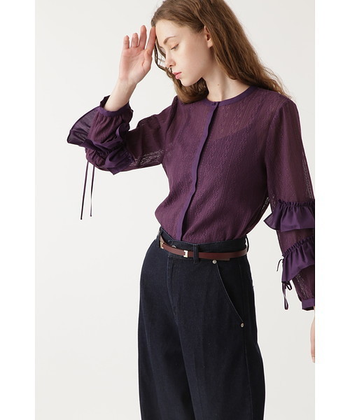 JILL STUART（ジルスチュアート）の「◆ハーレイエンブロイダリーボリューム袖ブラウス（シャツ/ブラウス・レディース・ブラック/ベージュ/ボルドー・SMALL/MEDIUM）」の3枚目の写真